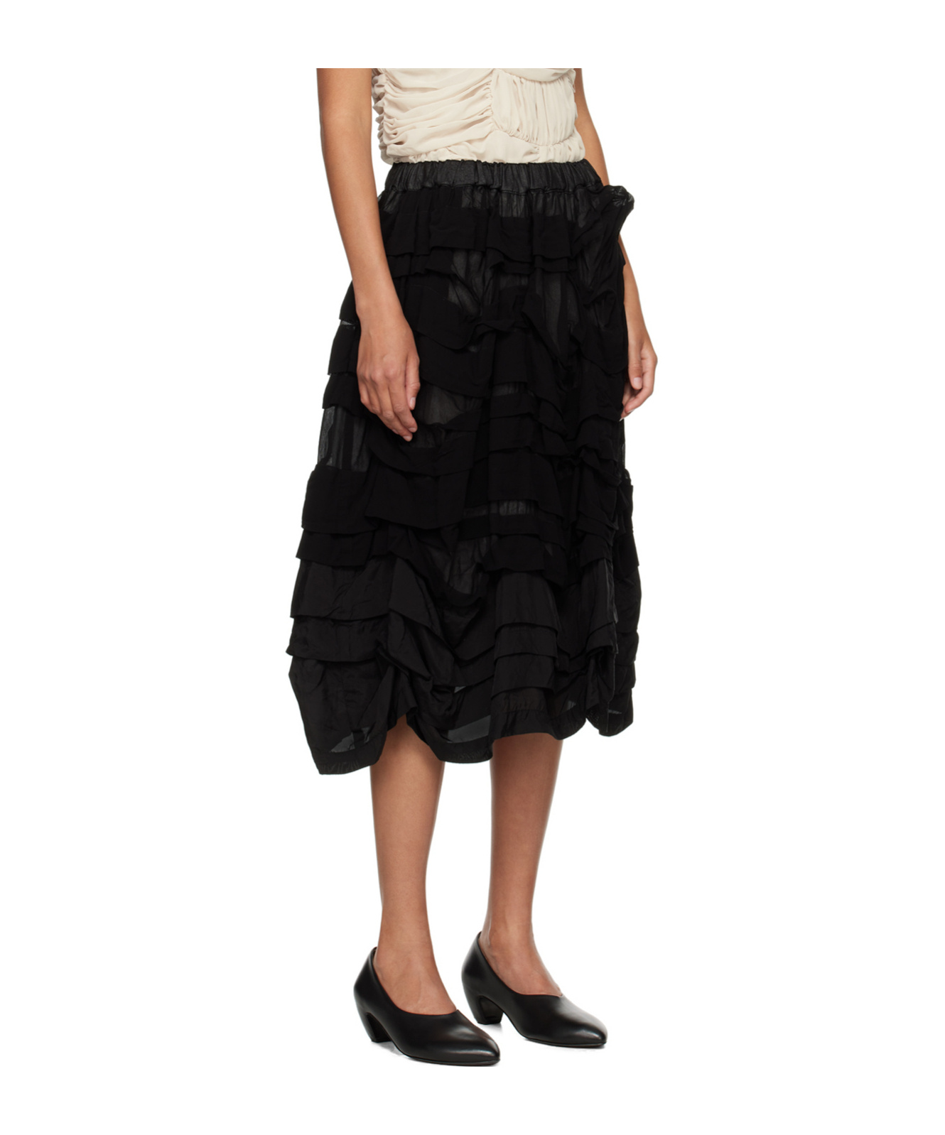 Shop Comme Des Garçons High-waisted Pleated Skirt In Black