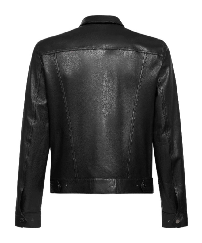 Tagliatore Long-sleeved Leather Jacket In Black