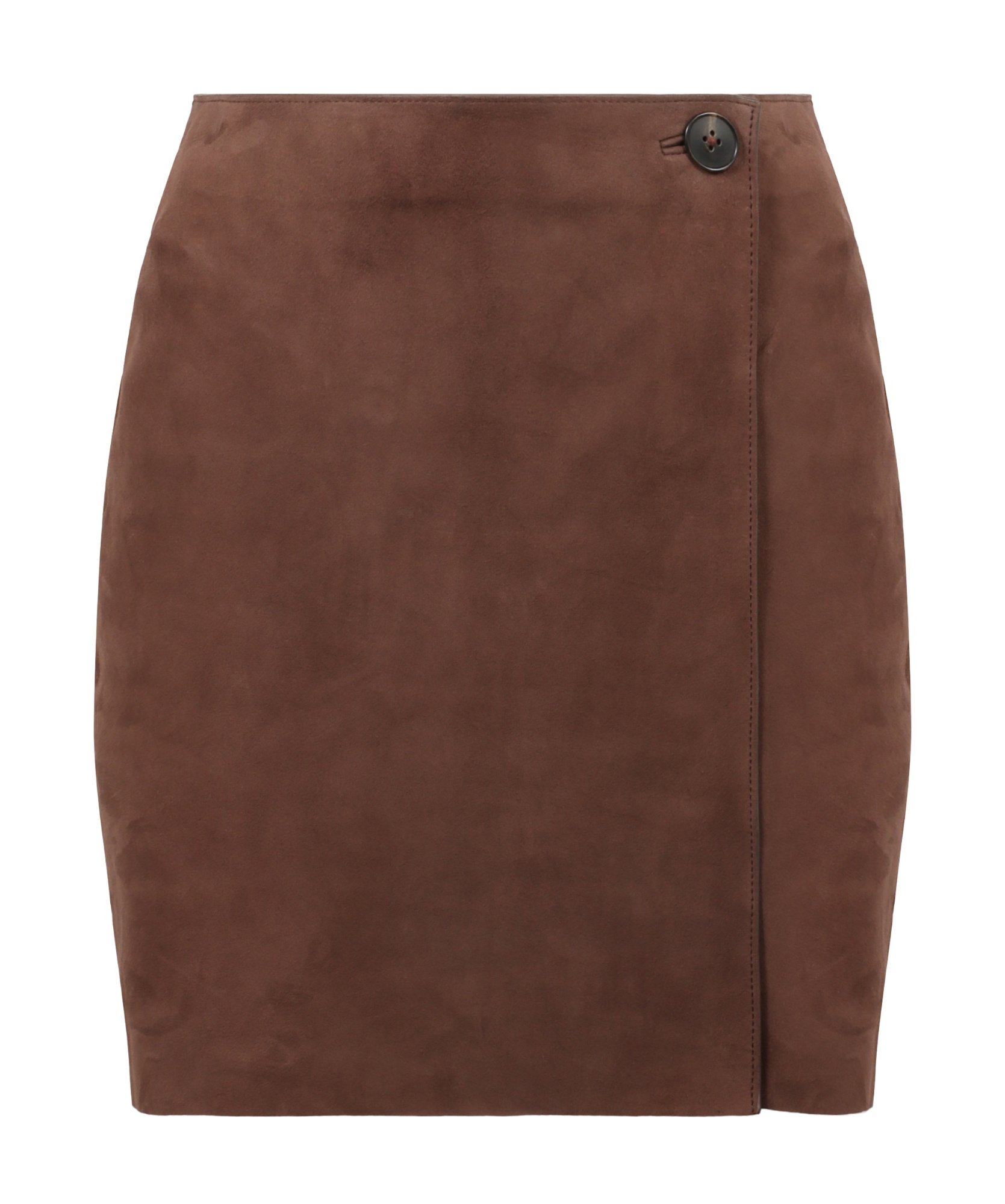 Shop Yves Salomon Suede Wrap Skirt In Brown