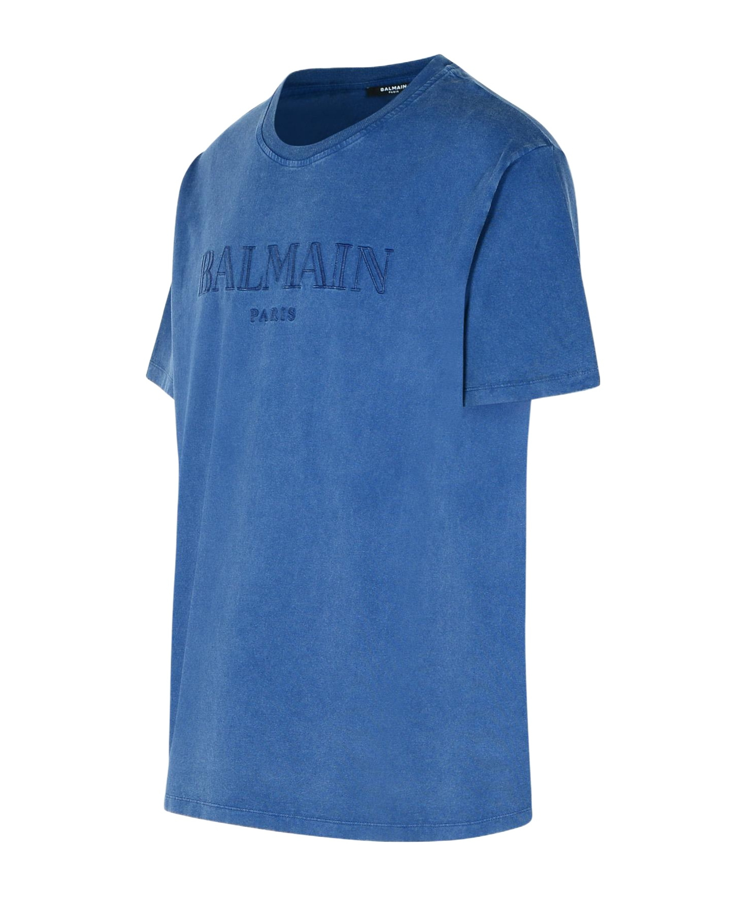 Shop Balmain Loose T-shirt With Vintage  Embroidery In Blue