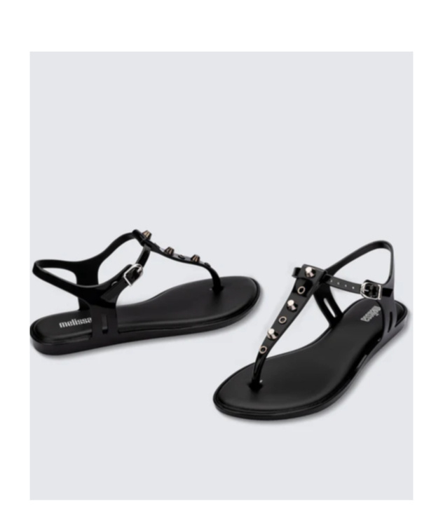 MELISSA OPEN-TOED RIVET FLAT-SOLED SANDALS