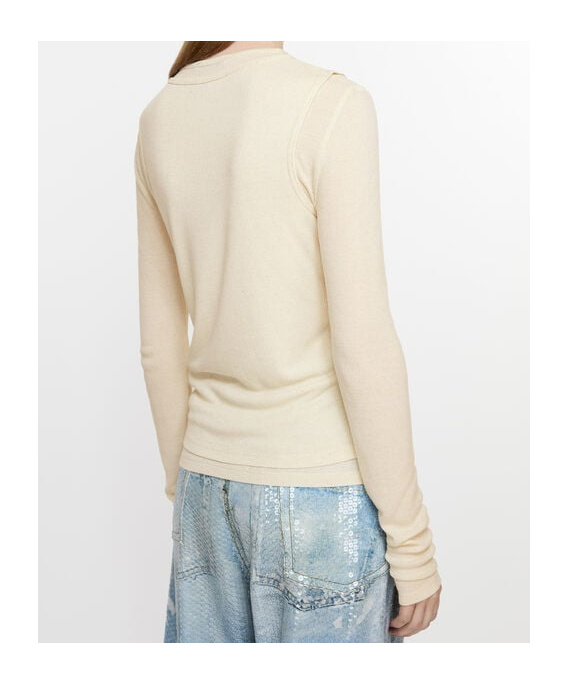 Acne Studios Double-layered Long Sleeve T-shirt In White
