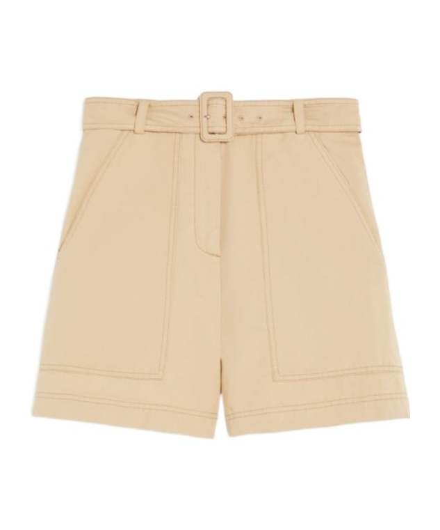 Weekend Max Mara Cotton And Linen Bermuda Shorts In Nude