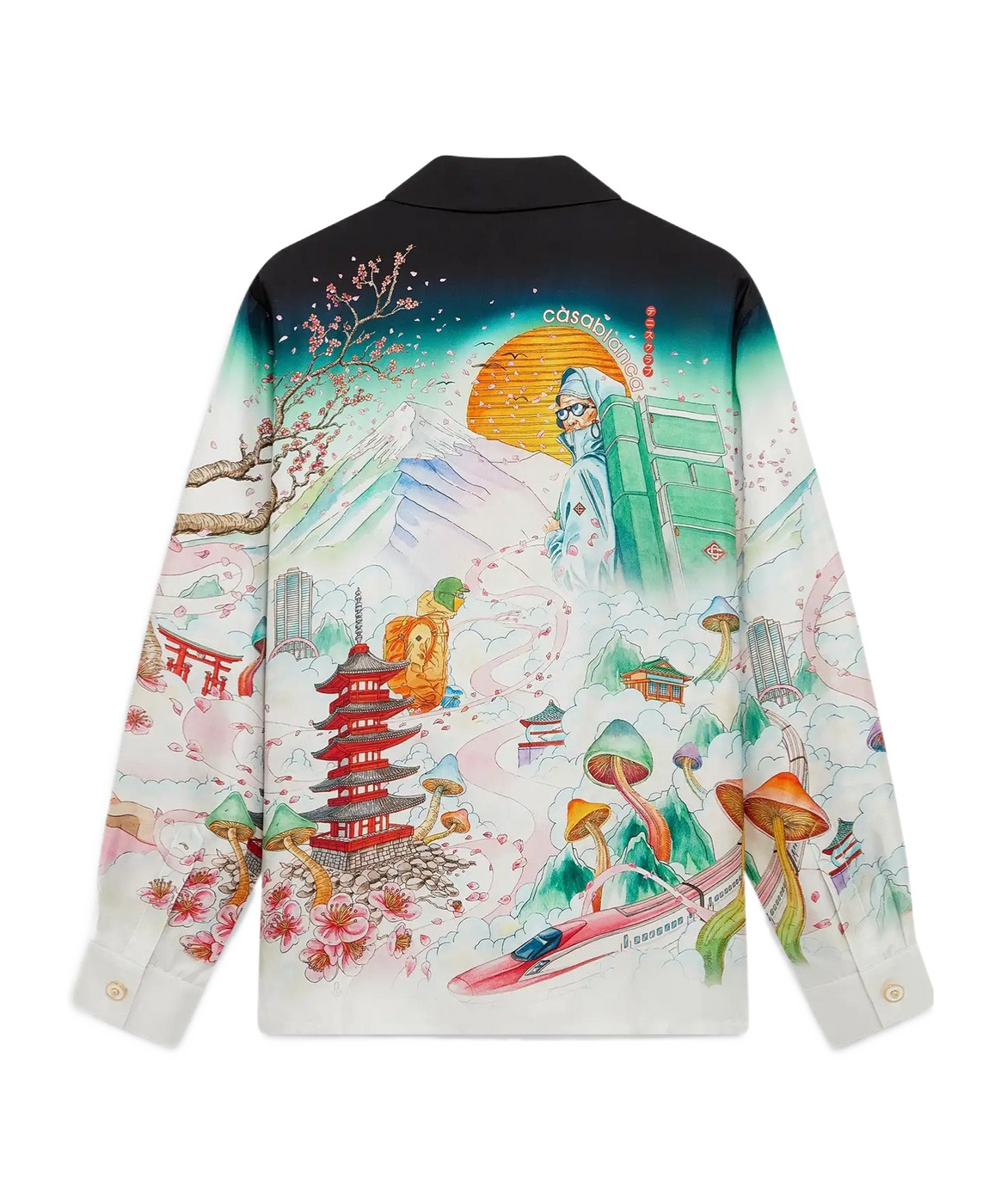 Casablanca Mens Galactic Connection Cuban-collar Graphic-pattern Silk Shirt In White