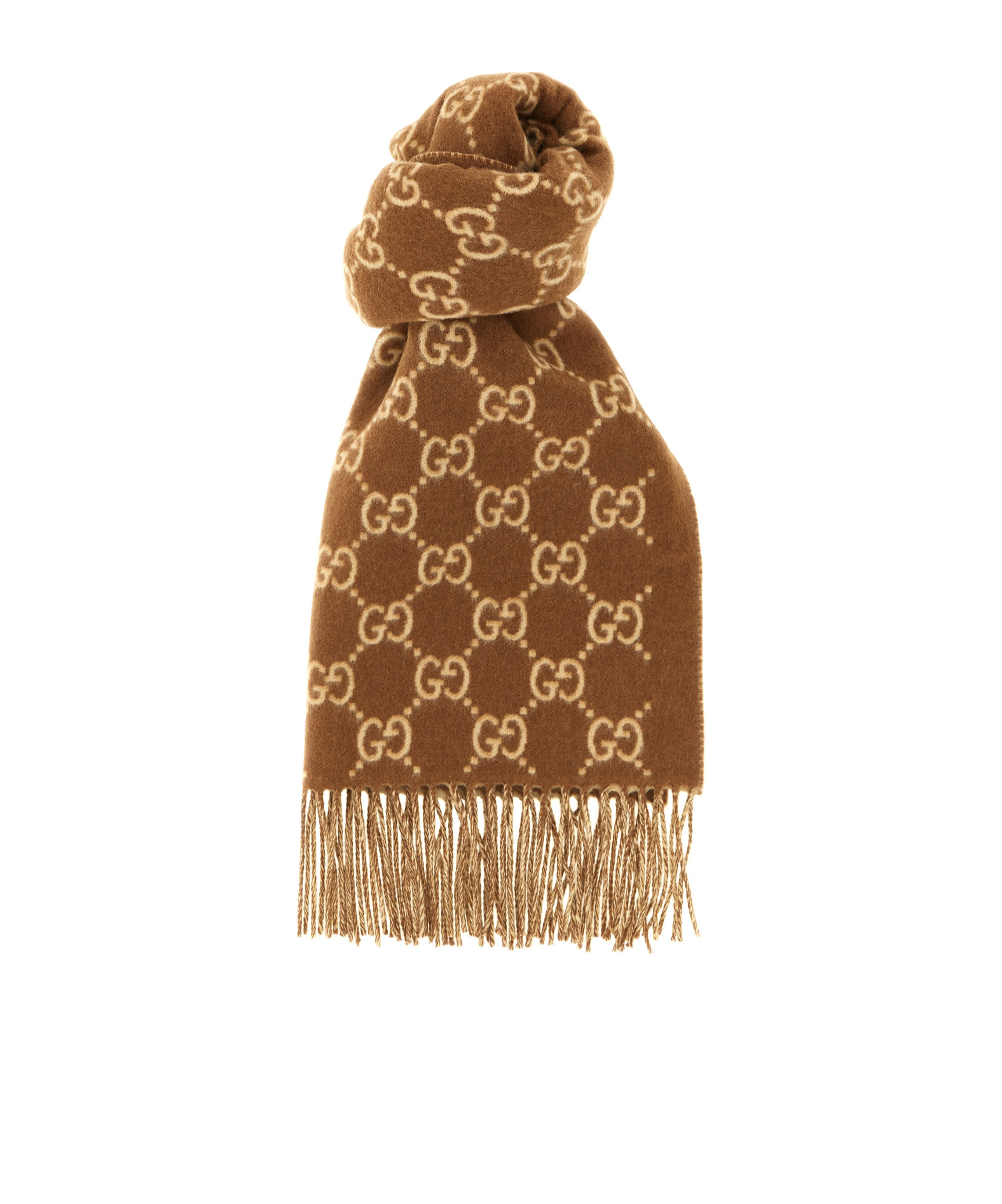 Gucci Women Gg Cashmere Scarf In Brown