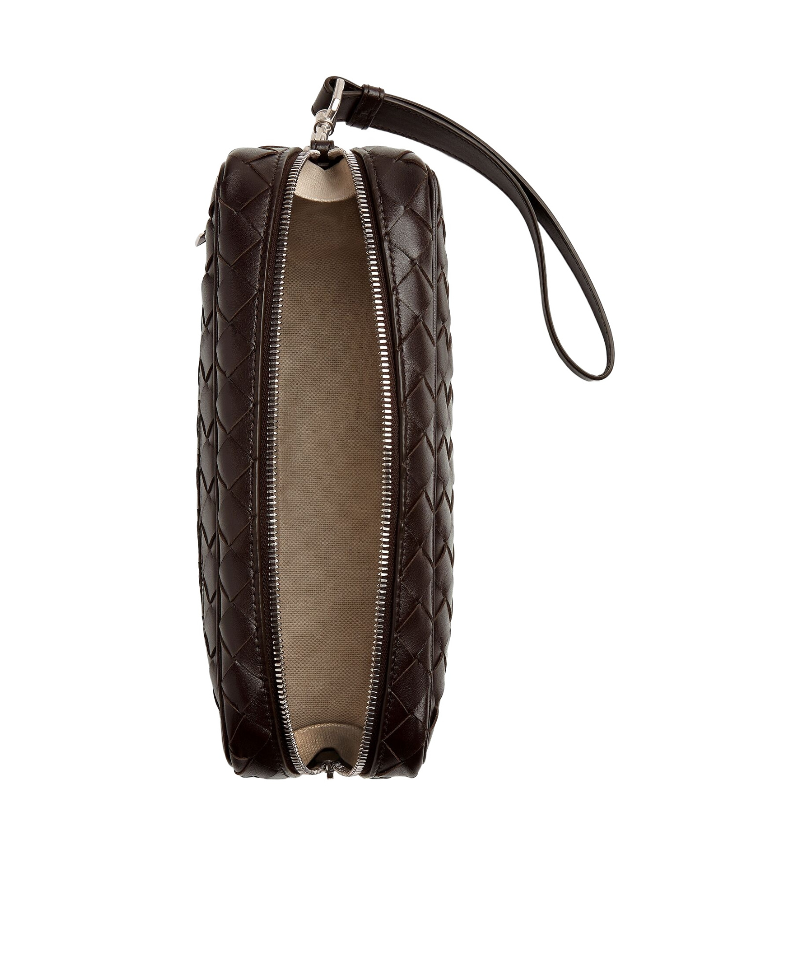 Bottega Veneta Intrecciato Zipped Clutch Bag In Black