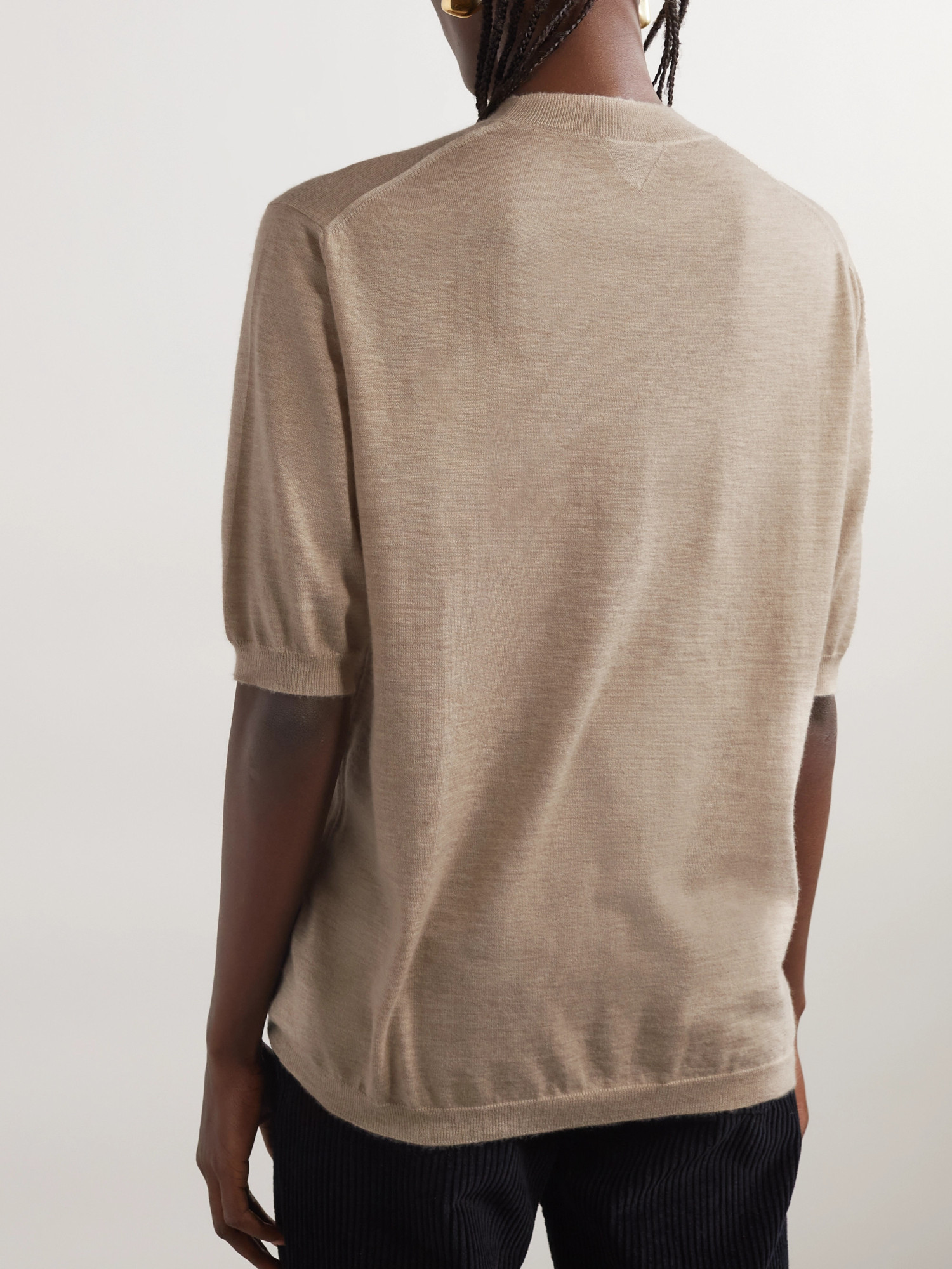 Bottega Veneta Short-sleeved Cashmere Pullover In Nude