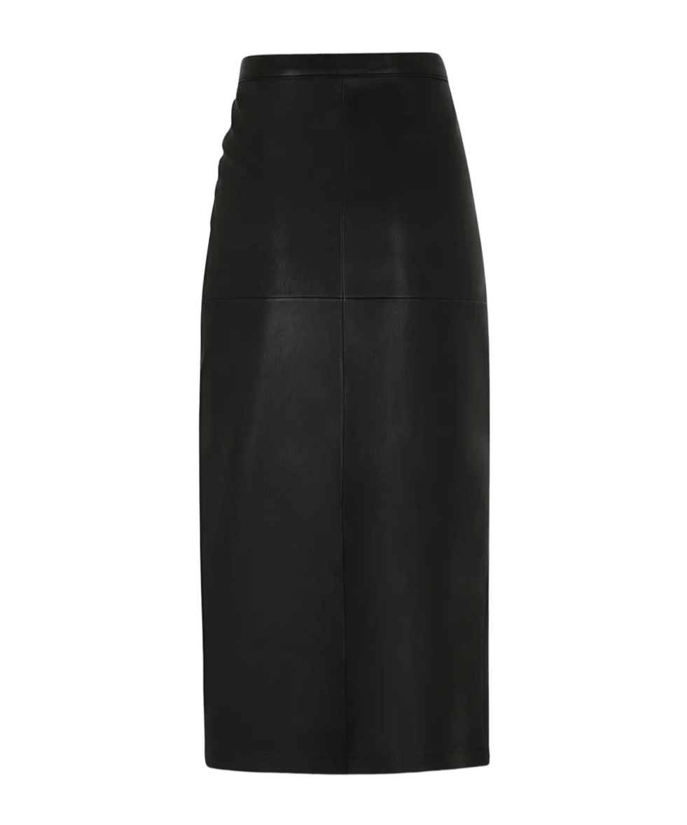 Shop Rabanne Gathered-detail Leather Skirt In Black