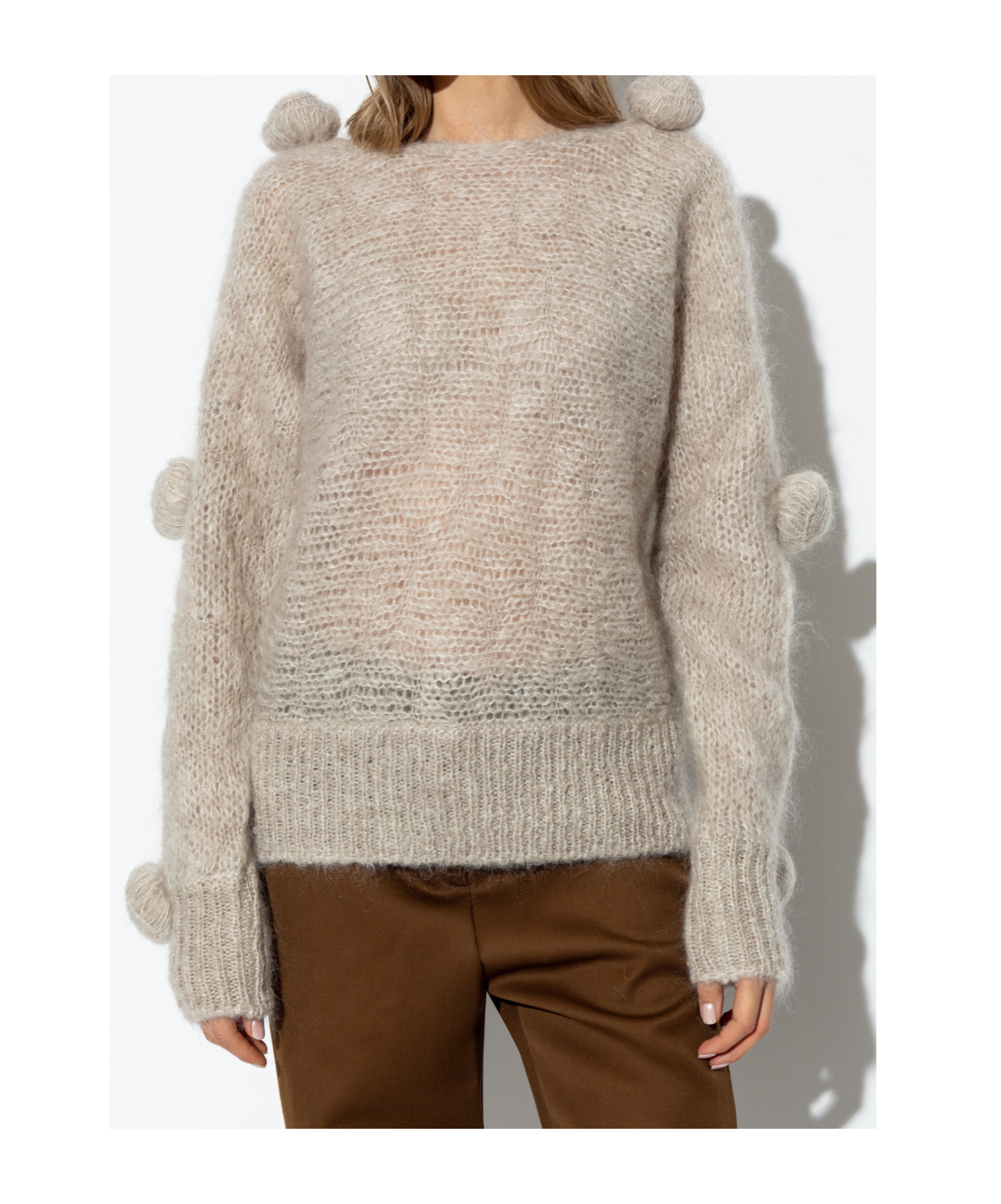 Blumarine Sand Mohair Blend Sweater In Nude