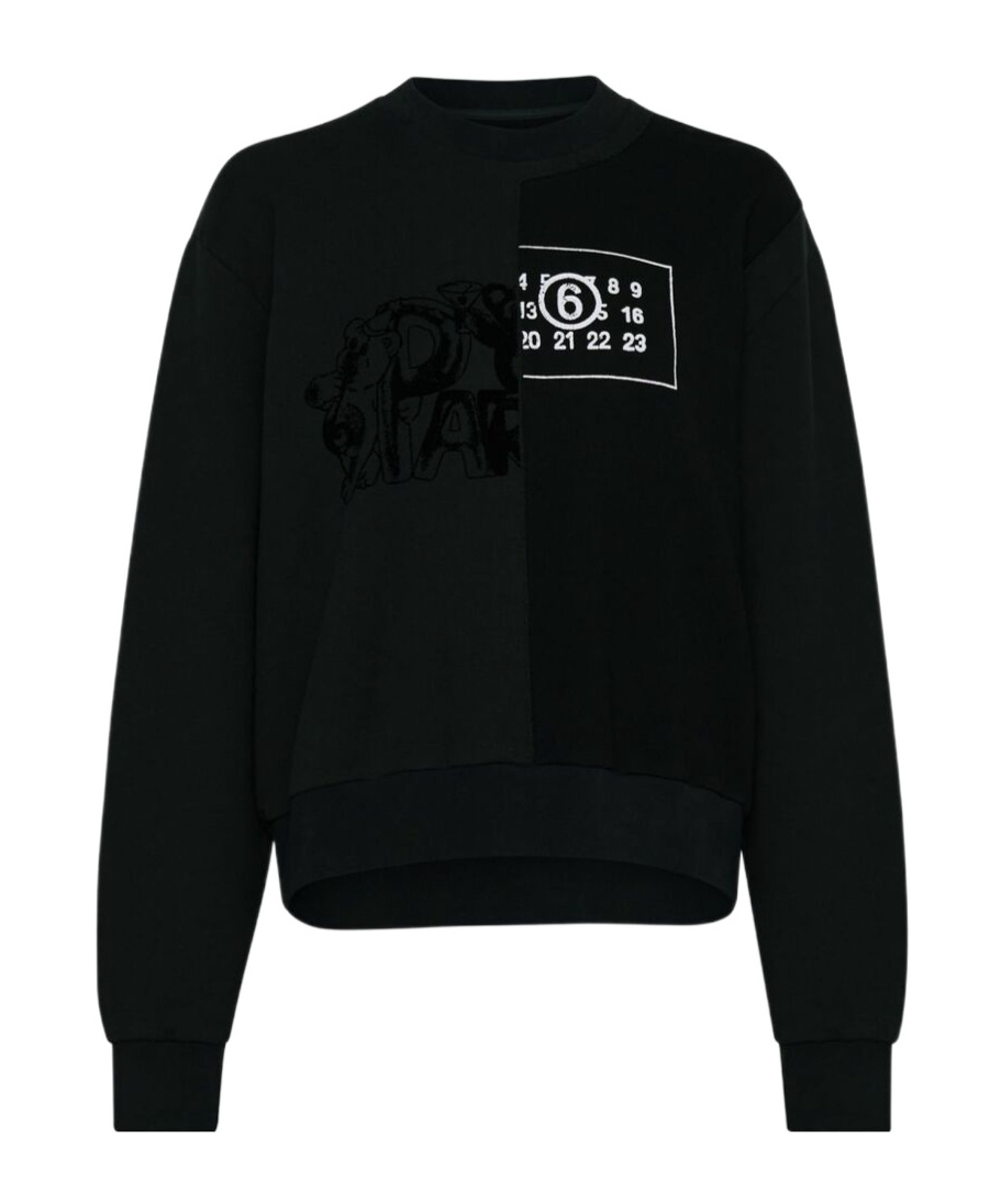 Shop Mm6 Maison Margiela Numbers-motif Cotton Sweatshirt In Black