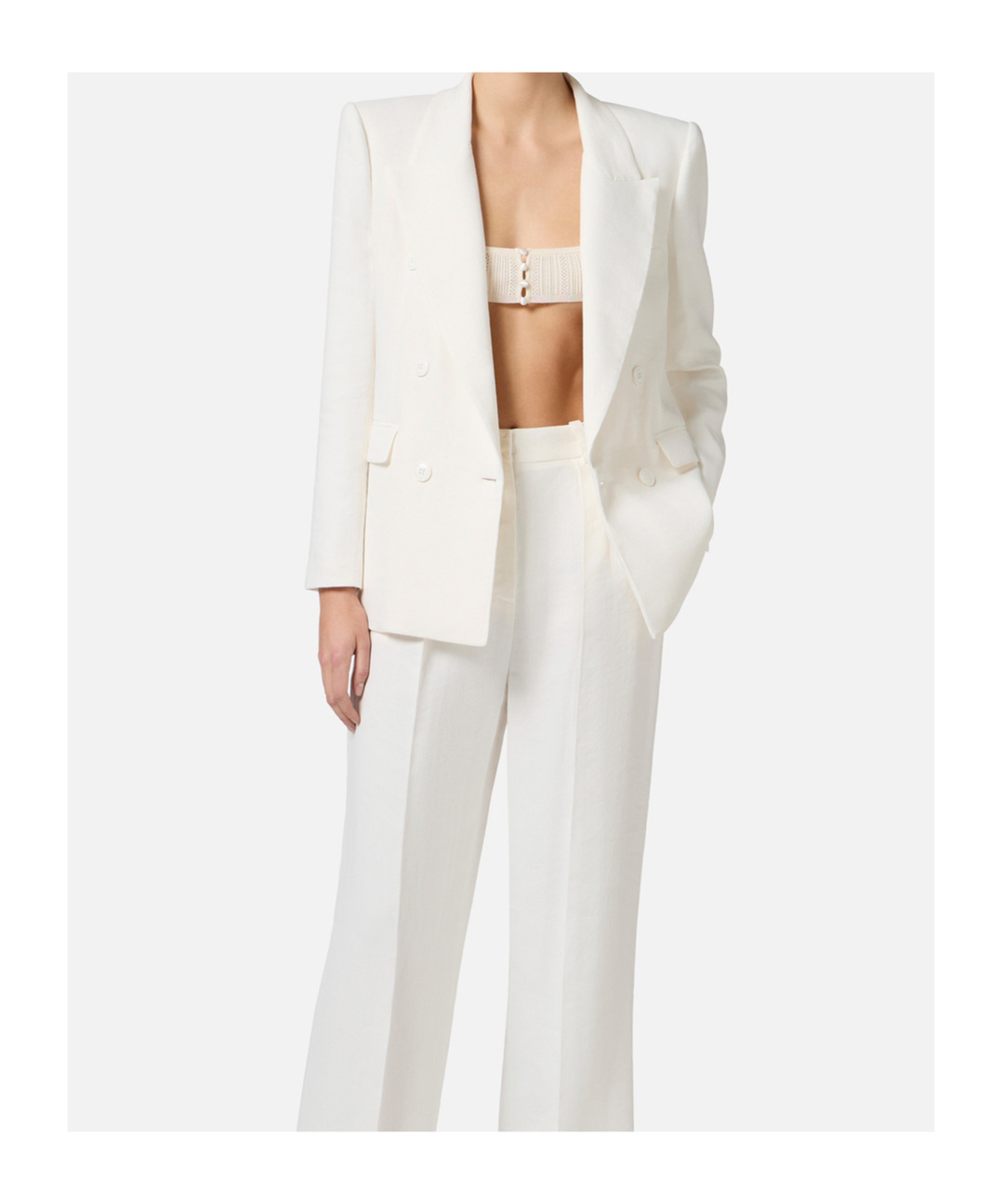 Elisabetta Franchi Linen-blend Gabardine Jacket In White