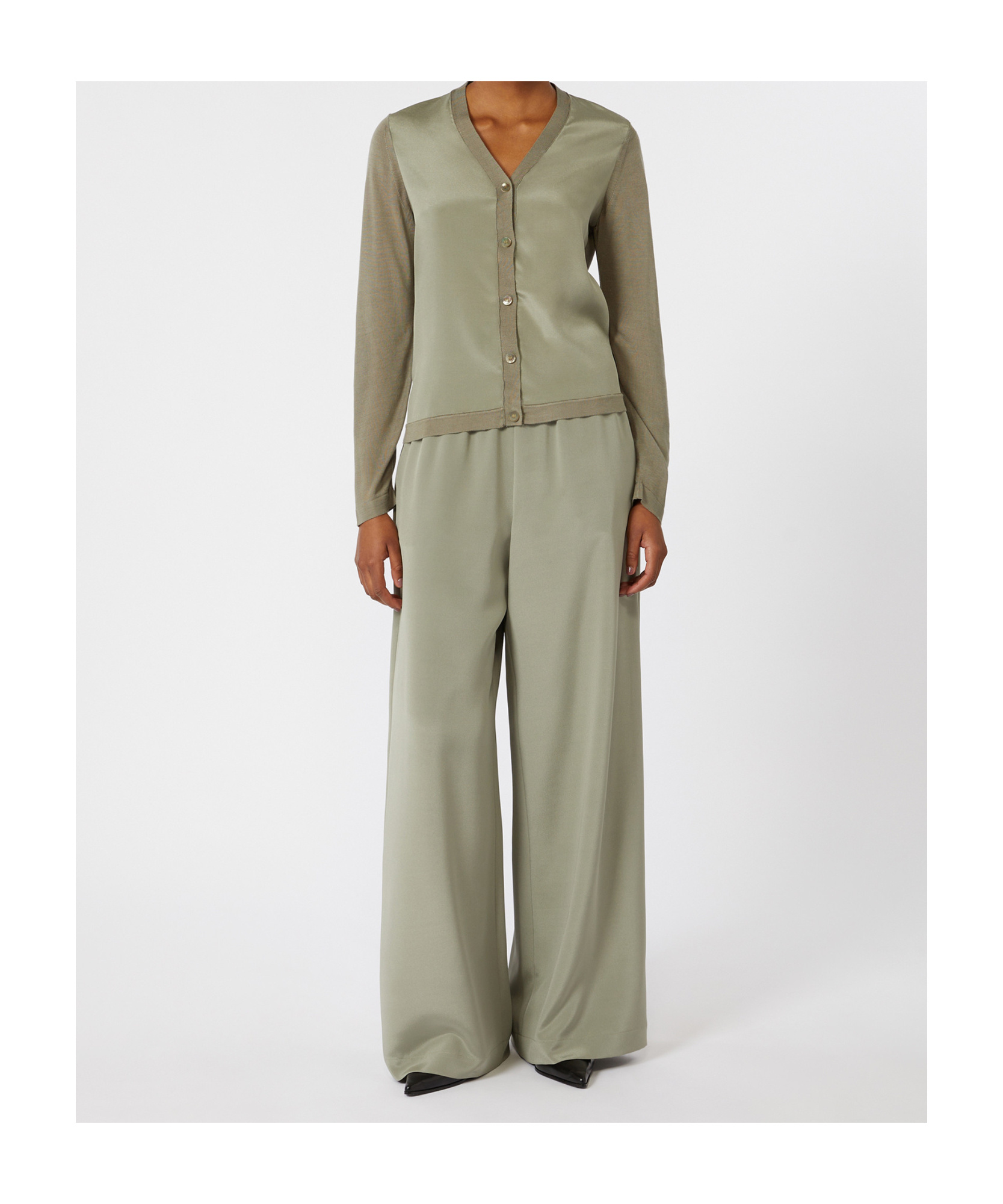 Max Mara Silk Yarn Cardigan In Green