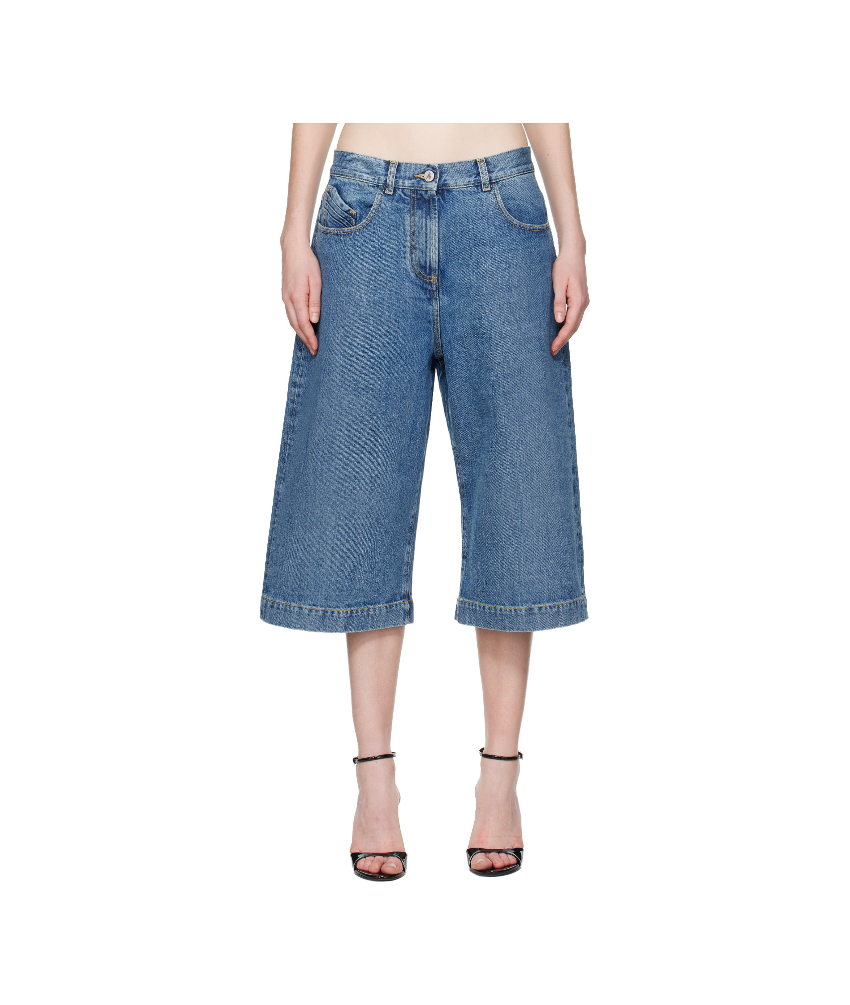 Attico Cropped Jeans In Blue