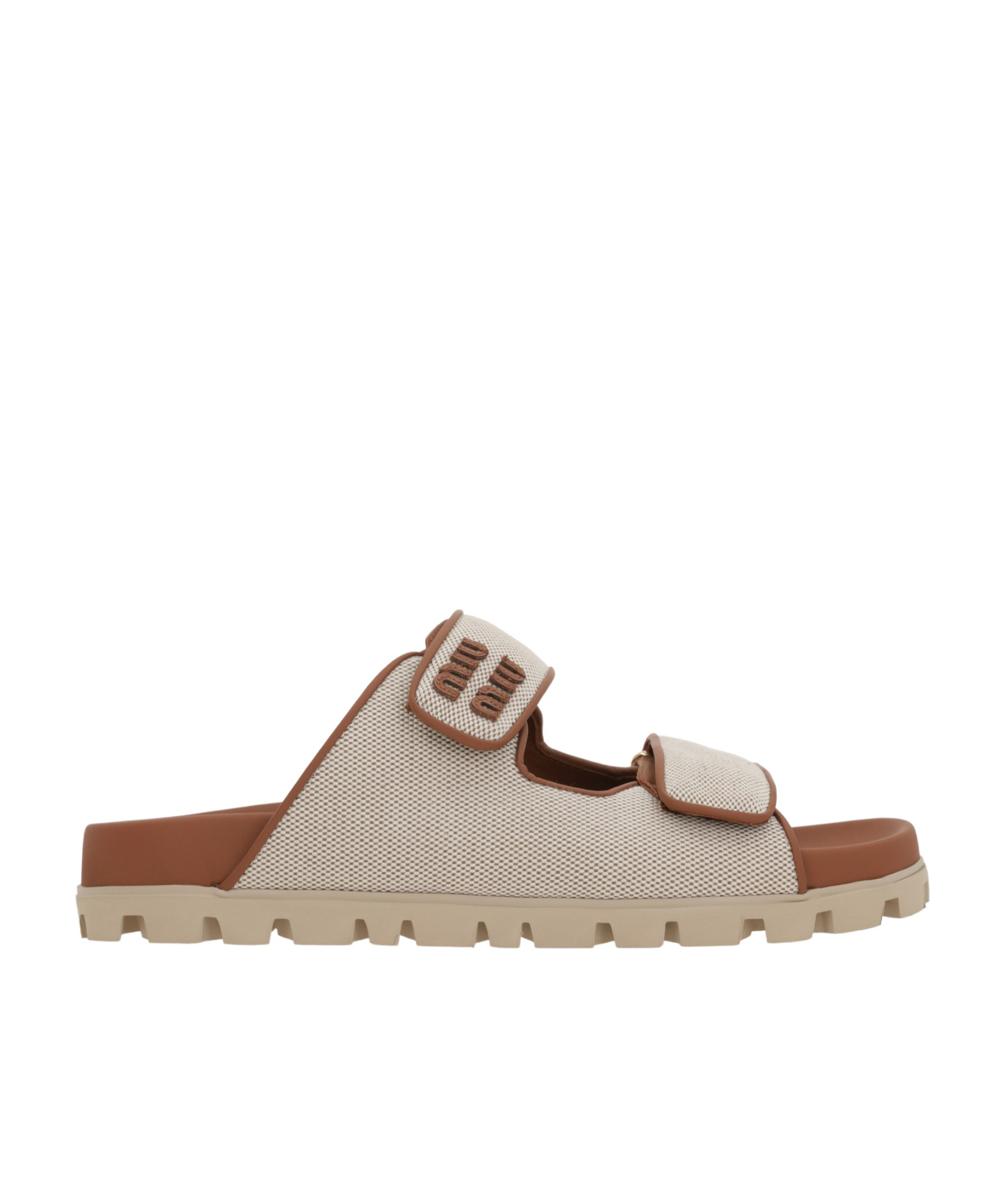 Miu Miu Women Canvas Sandals In Nude