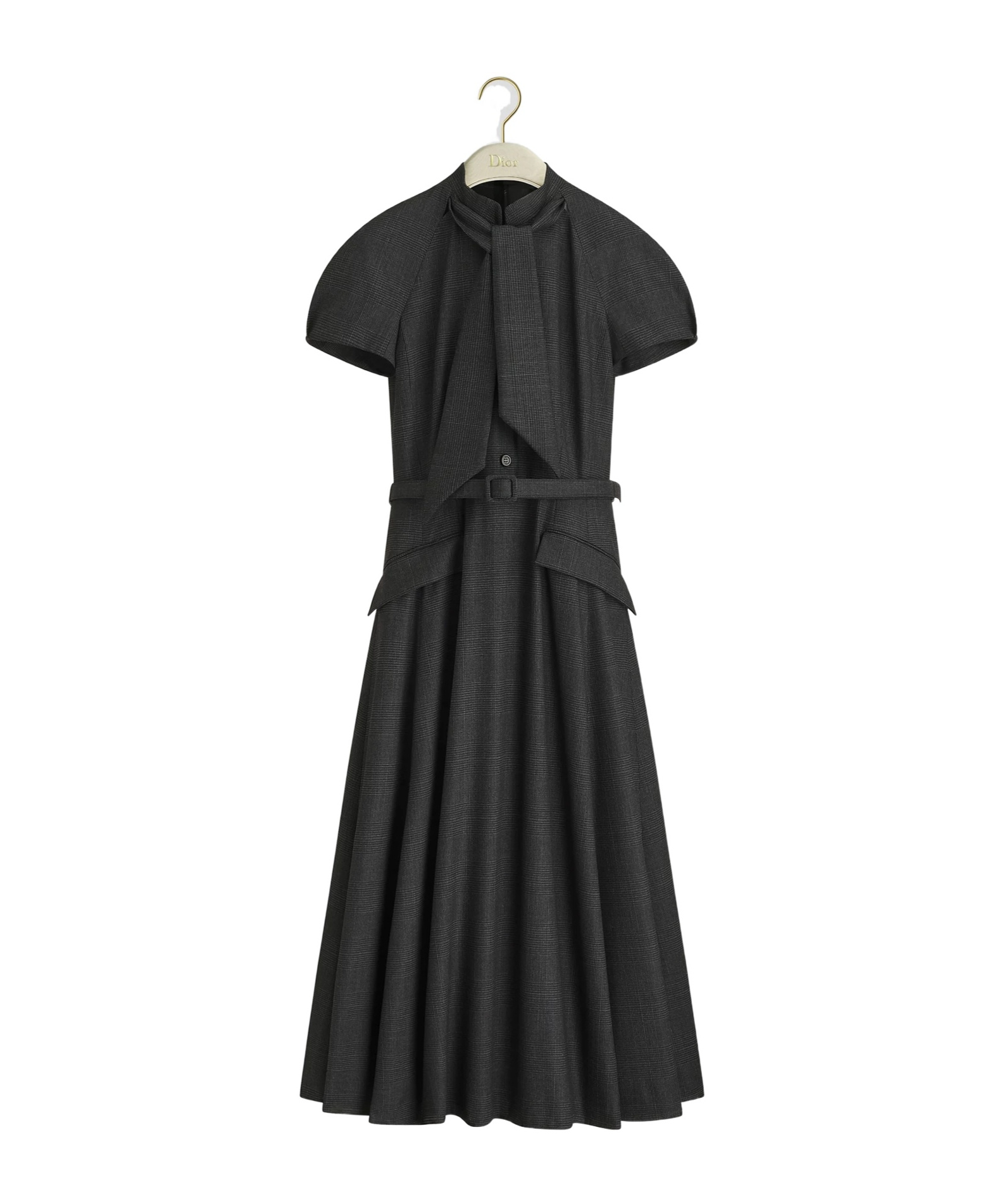 Dior Mid-length Dress With Ascot-effect Tied Collar In Black