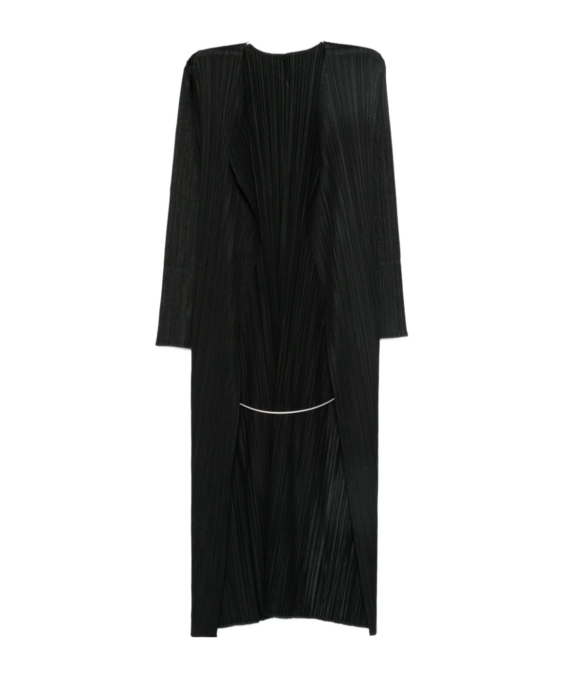 Issey Miyake Open-front Pleated Coat In Black