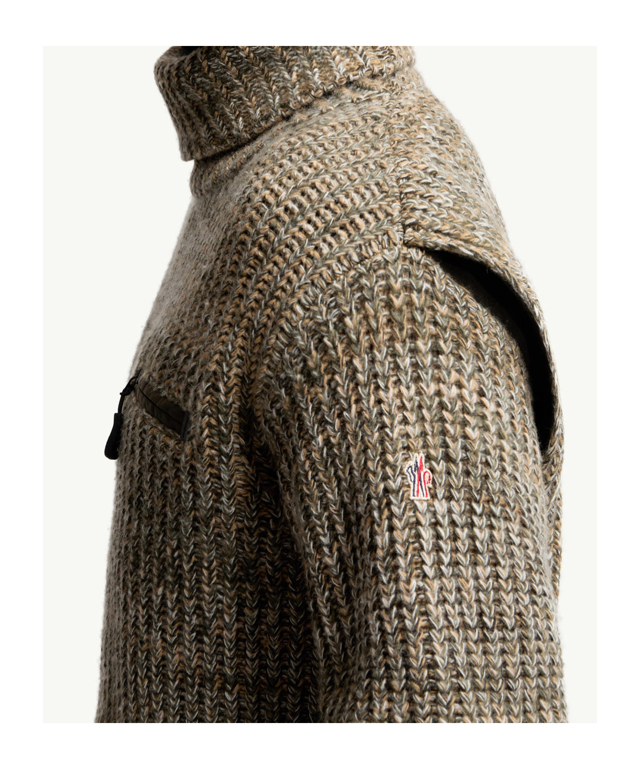 Moncler Wool Turtleneck Sweater With Pocket In Brown
