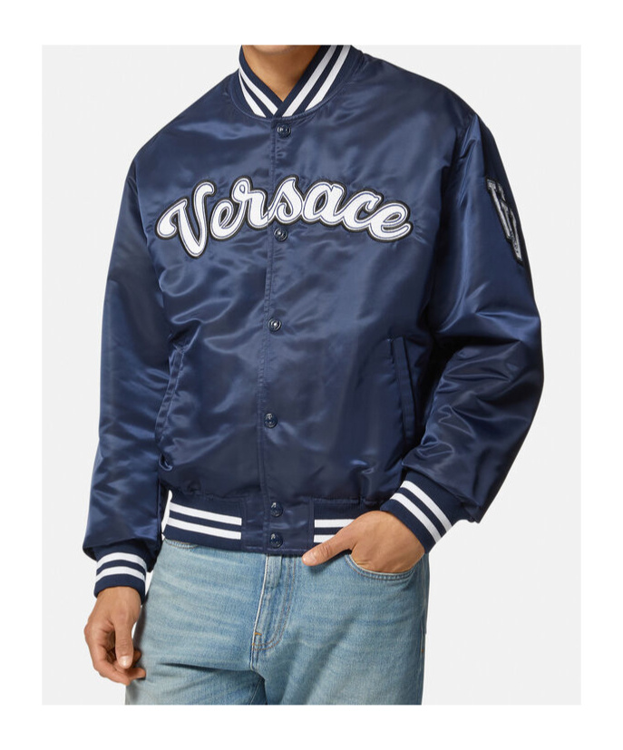 VERSACE VERSACE LOGO EMBROIDERED BUTTON-UP JACKET