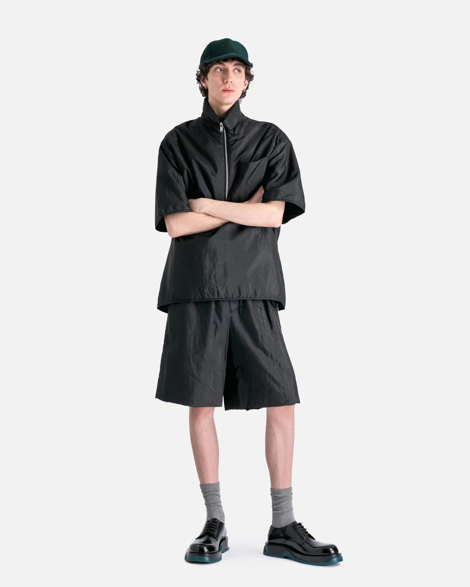 Jil Sander High-neck Padded Shirt In Black