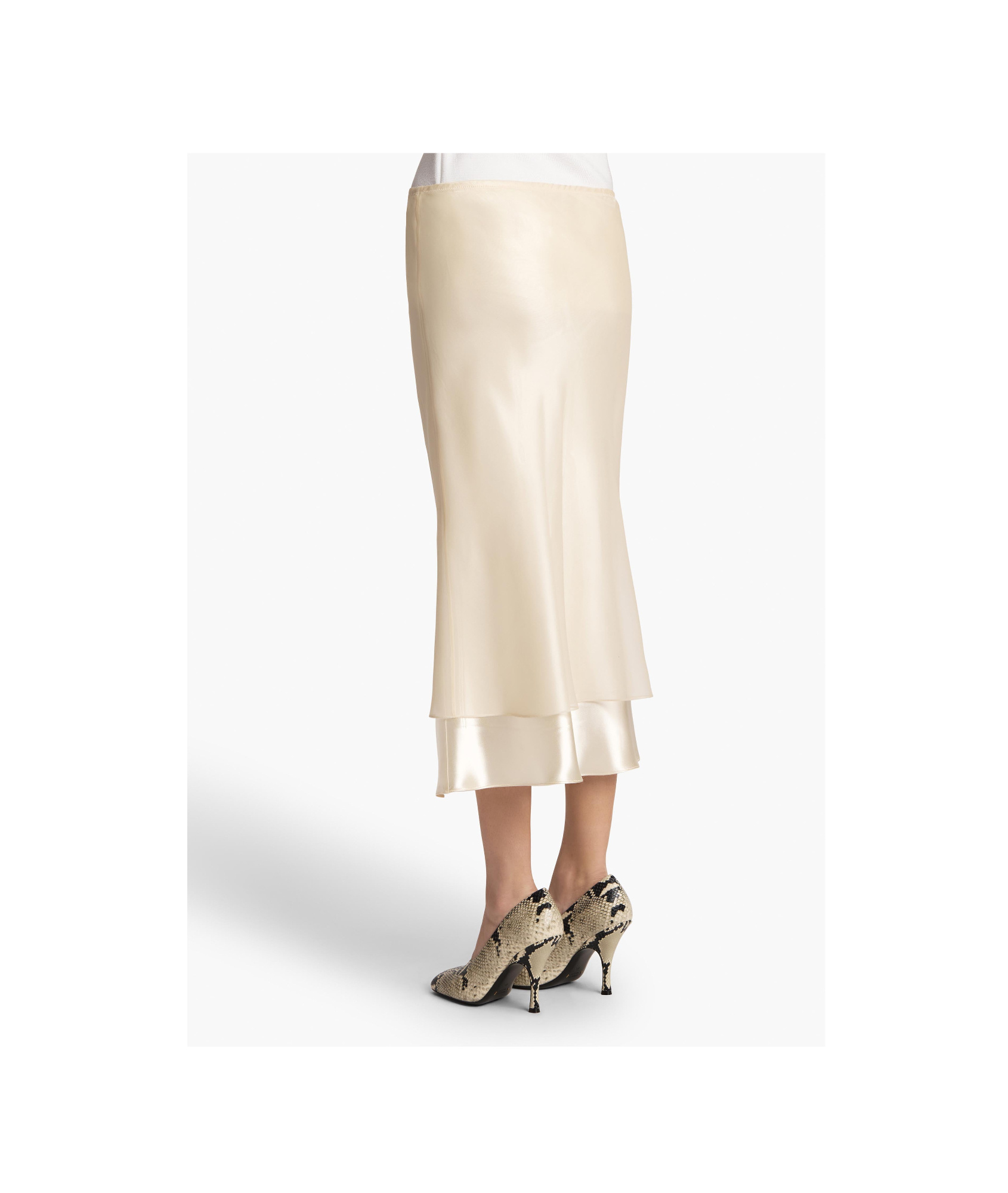 Khaite Monina Layered Satin And Organza Midi Skirt