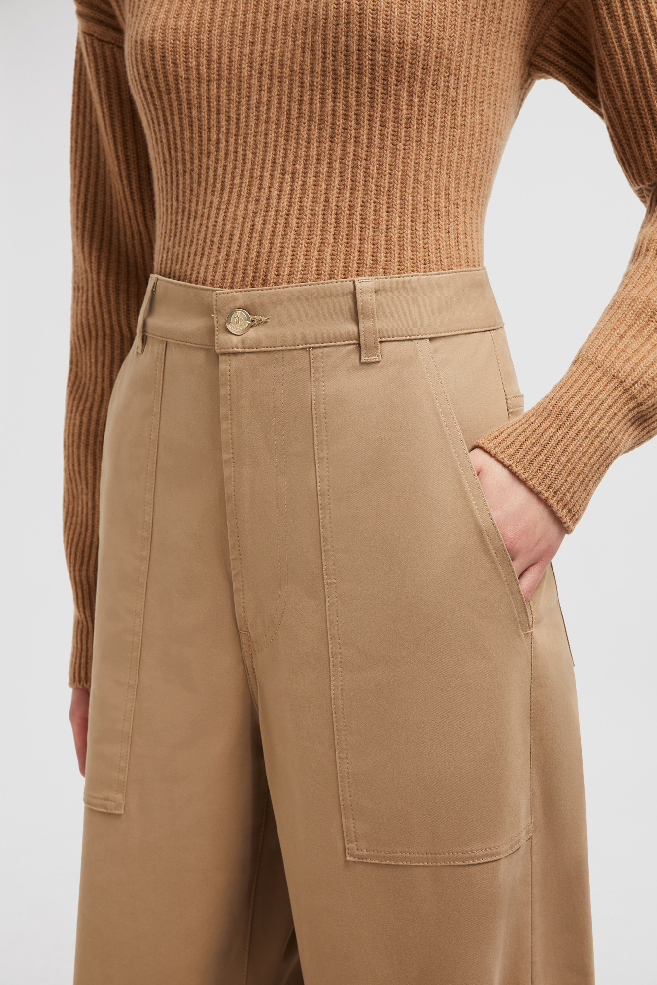 Moncler Gabardine Trousers In Brown