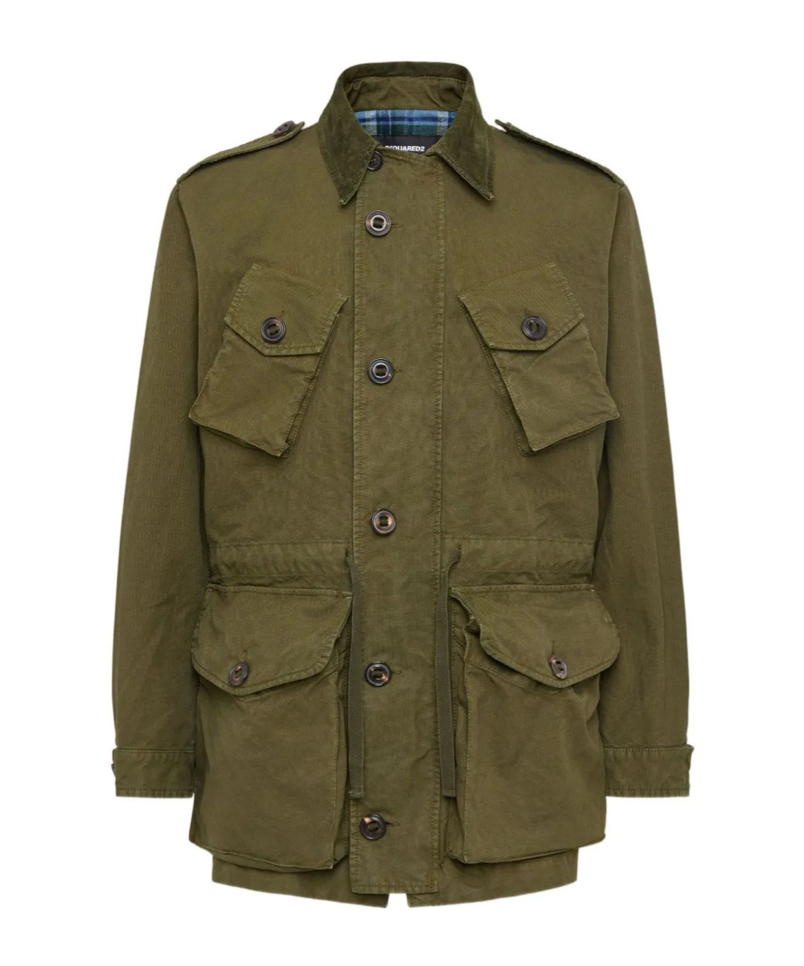 Dsquared2 Cotton Sahariana Blazer With Logoed Buttons In Green