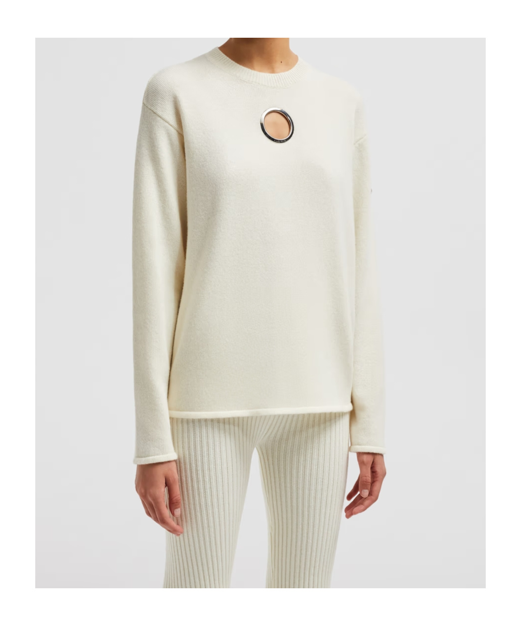 Moncler Long-sleeved Sweater In White