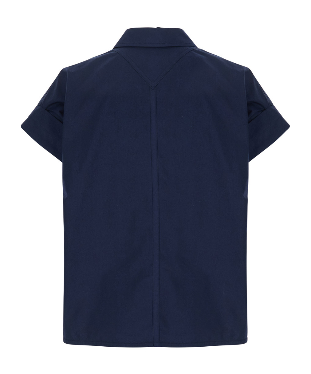 Low Classic Blue Shirt With Pointed Collar And Turned Up Sleeves Sleeves In Cotton Woman In Black