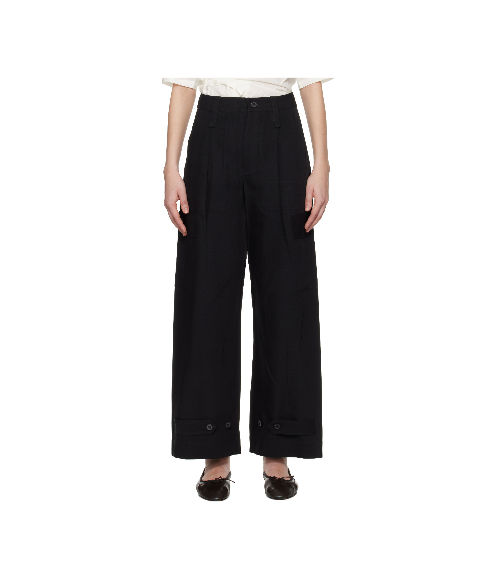 Issey Miyake Black Pressed Form Trousers In Black