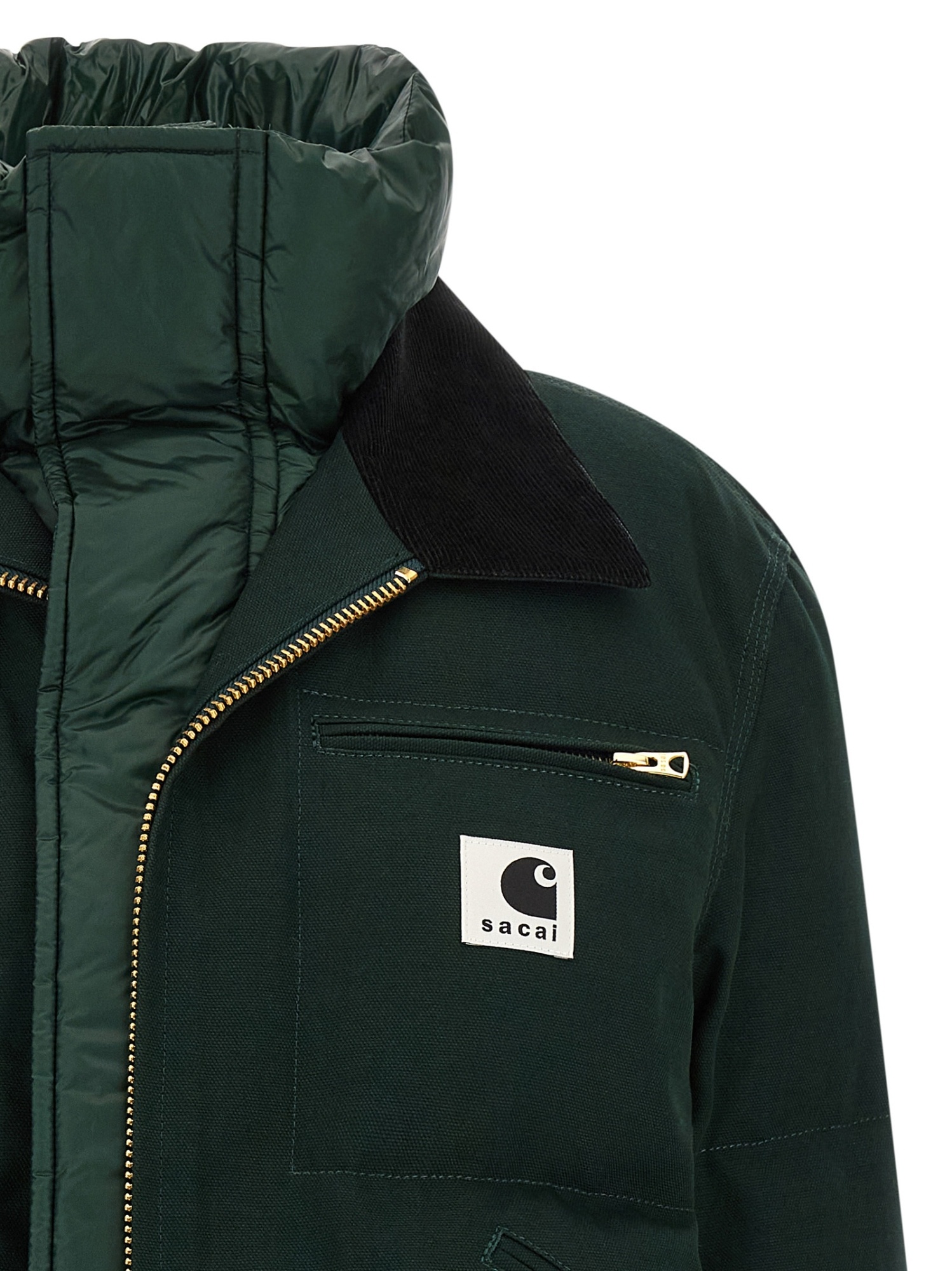 Sacai X Carhartt Wip Capsule Double-layer Jacket In Green