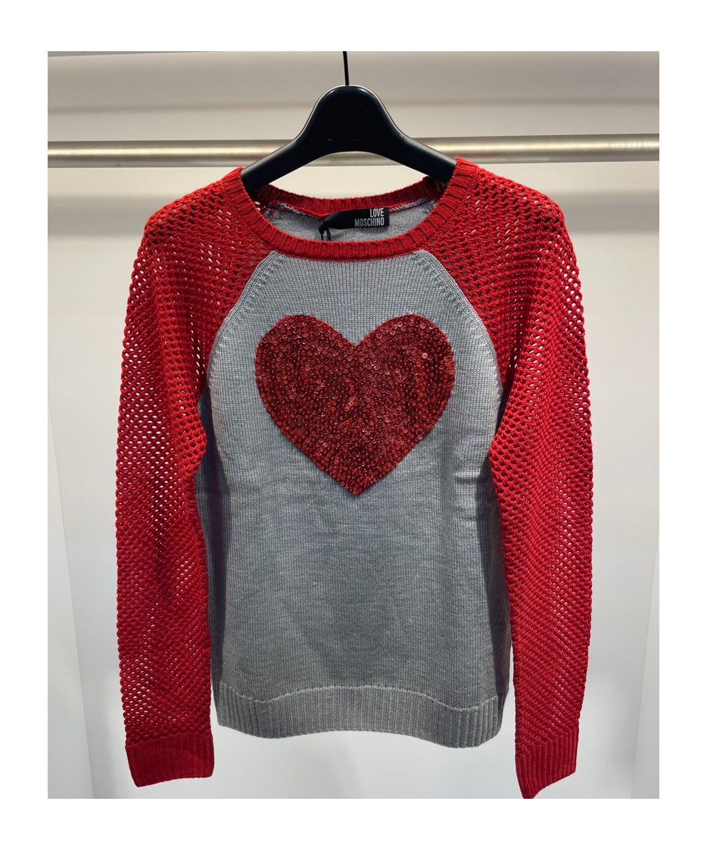 Moschino Round Collar Color-matching Sweater In Red