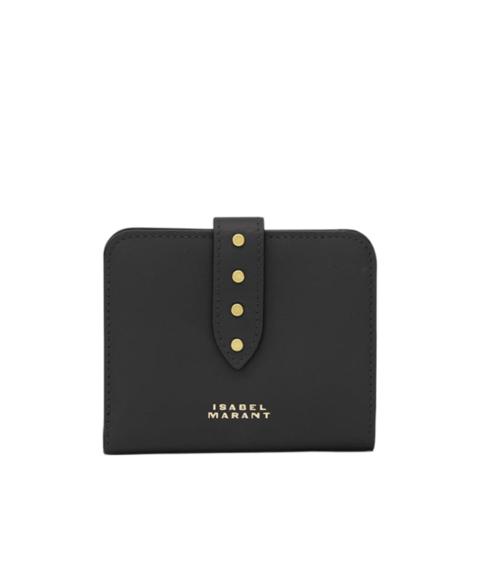 Isabel Marant Oskan Studded Soft Leather Wallet In Black