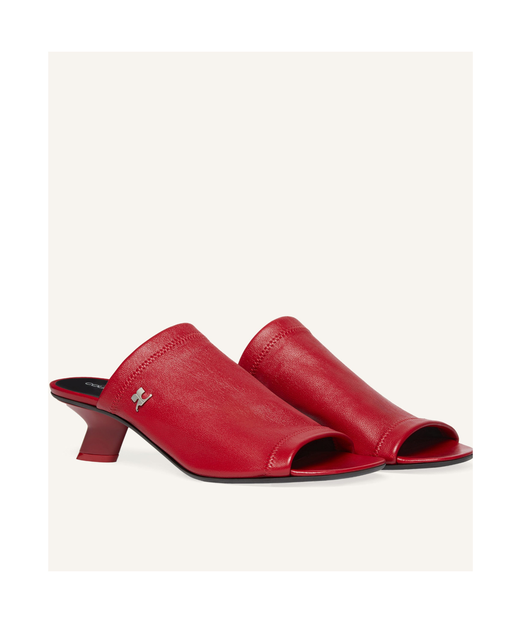 Courrèges Wet Stretch 50 Leather Mules In Red