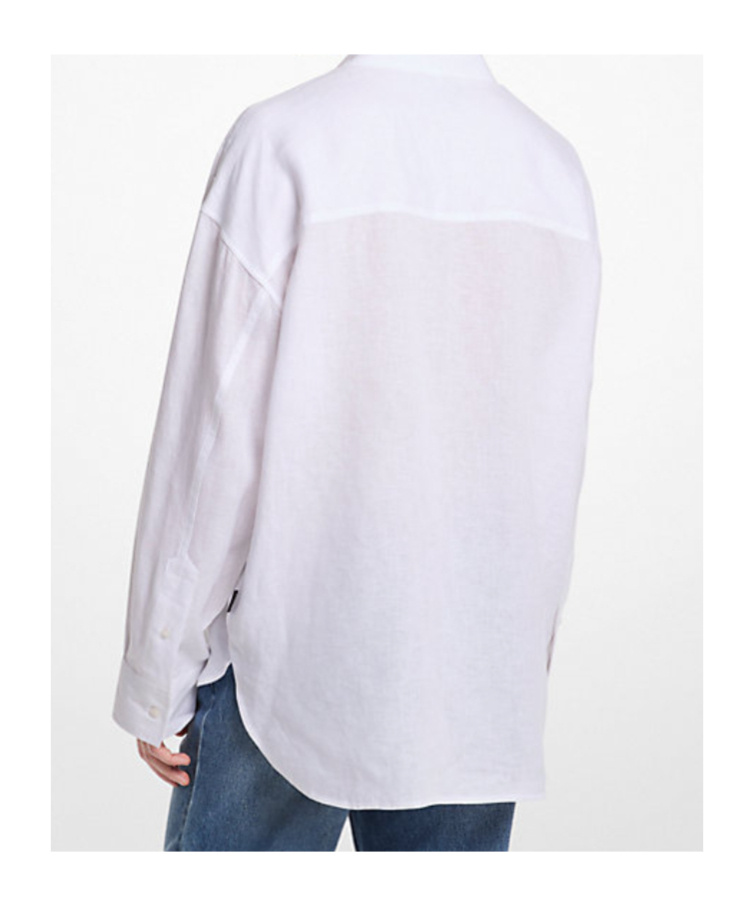 Michael Kors Long Sleeves Linen 2 Pockets Over Shirt In White