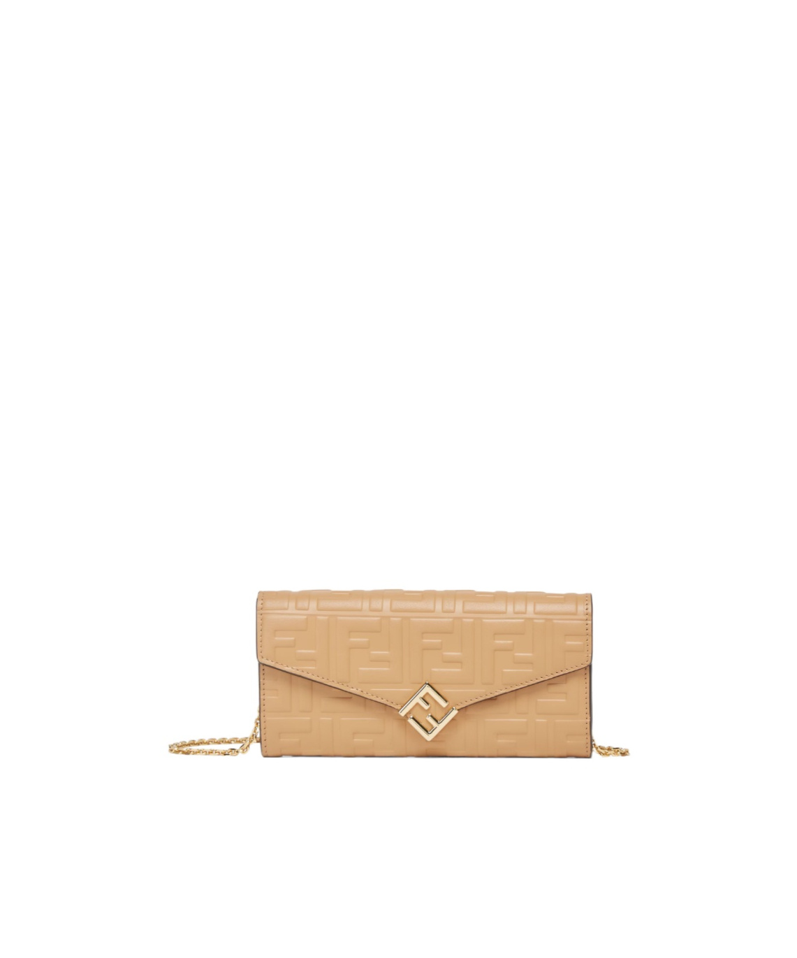 Fendi Ff Diamonds Chain Continental Wallet In Nude