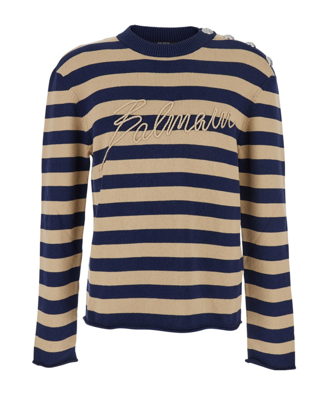 Balmain Embroidered Logo Cotton Sweater In Brown
