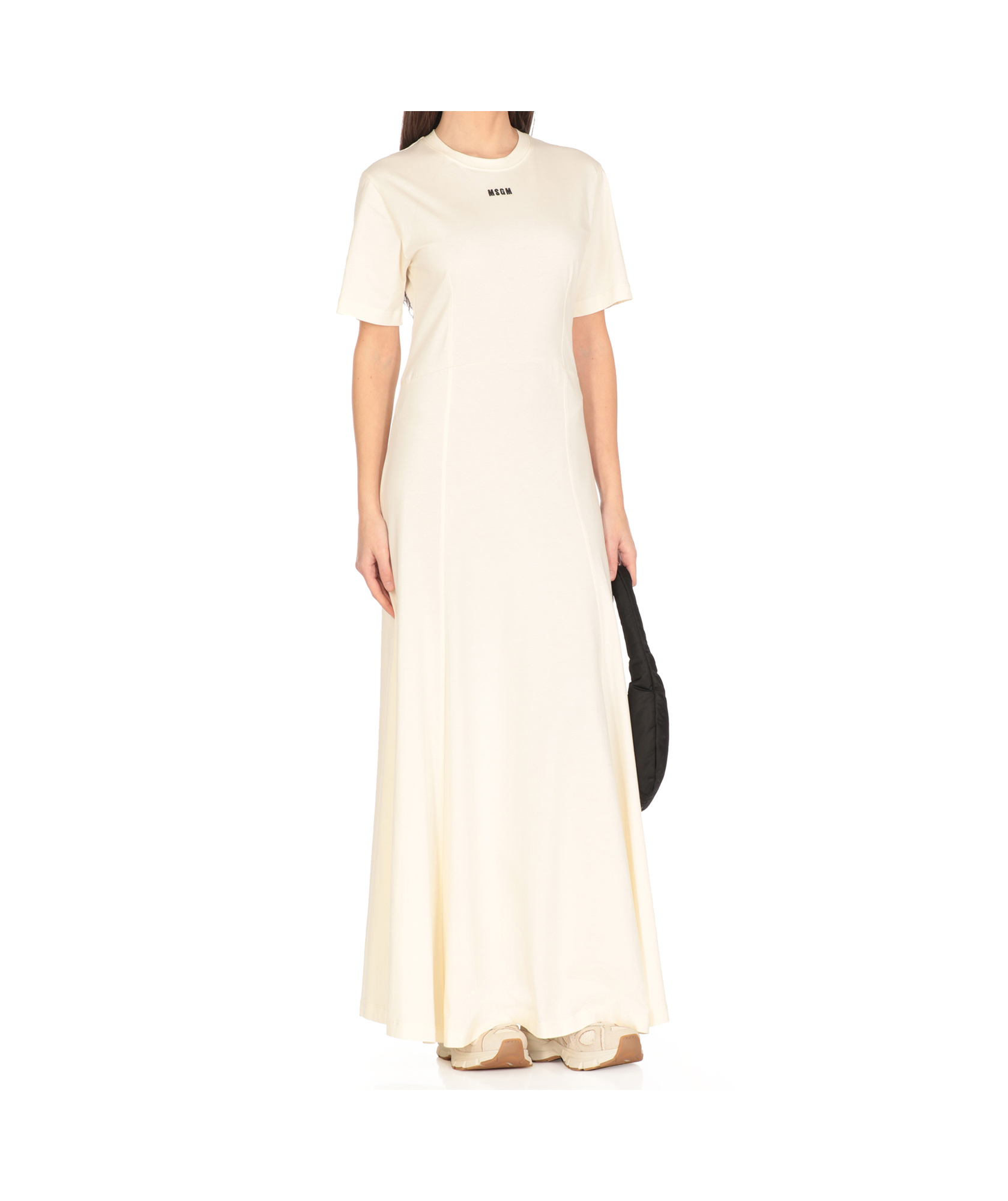 Msgm Knee Length Dress Crew Neck In Neutral