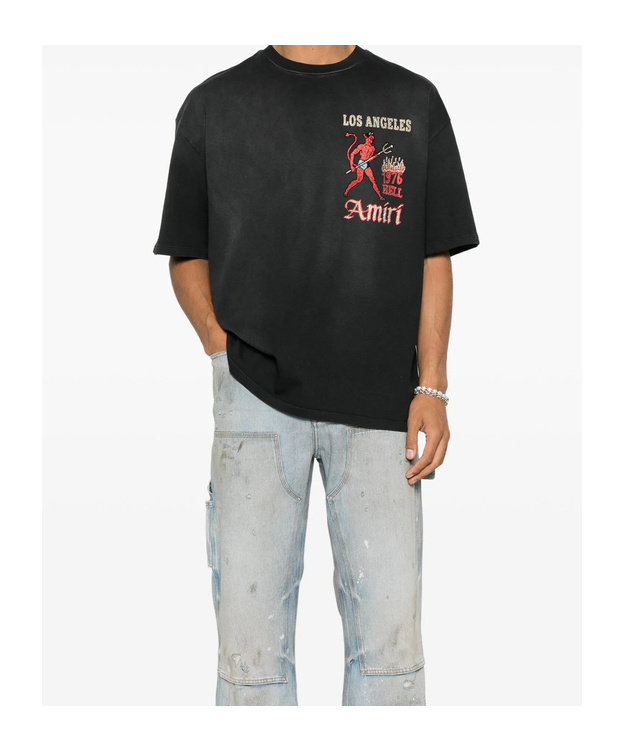 Amiri Mens Black Crystal-embellished Sinners Cotton-jersey T-shirt Xl In Black
