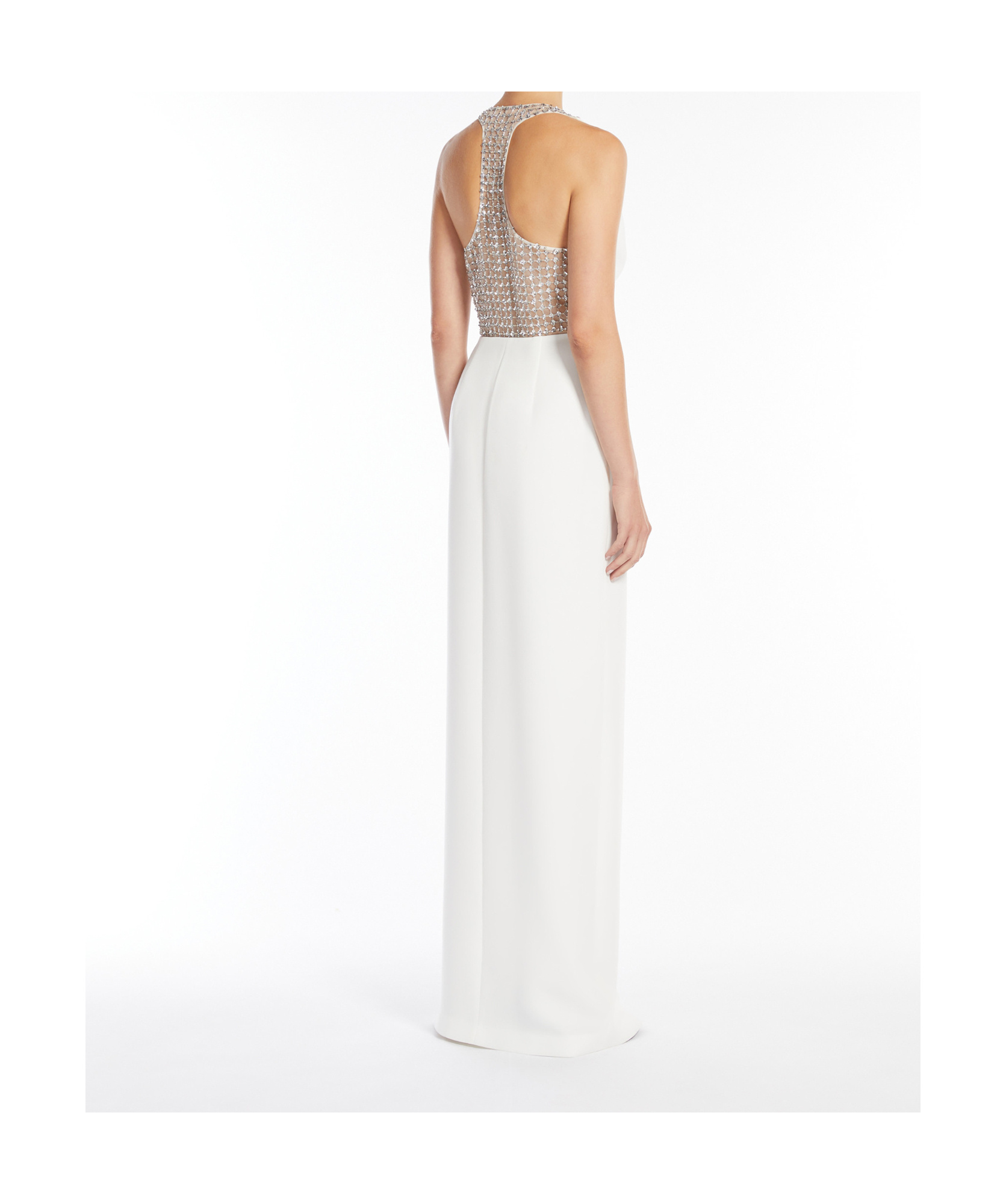Max Mara Secolo Embellished V-neck Sleeveless Dress In White