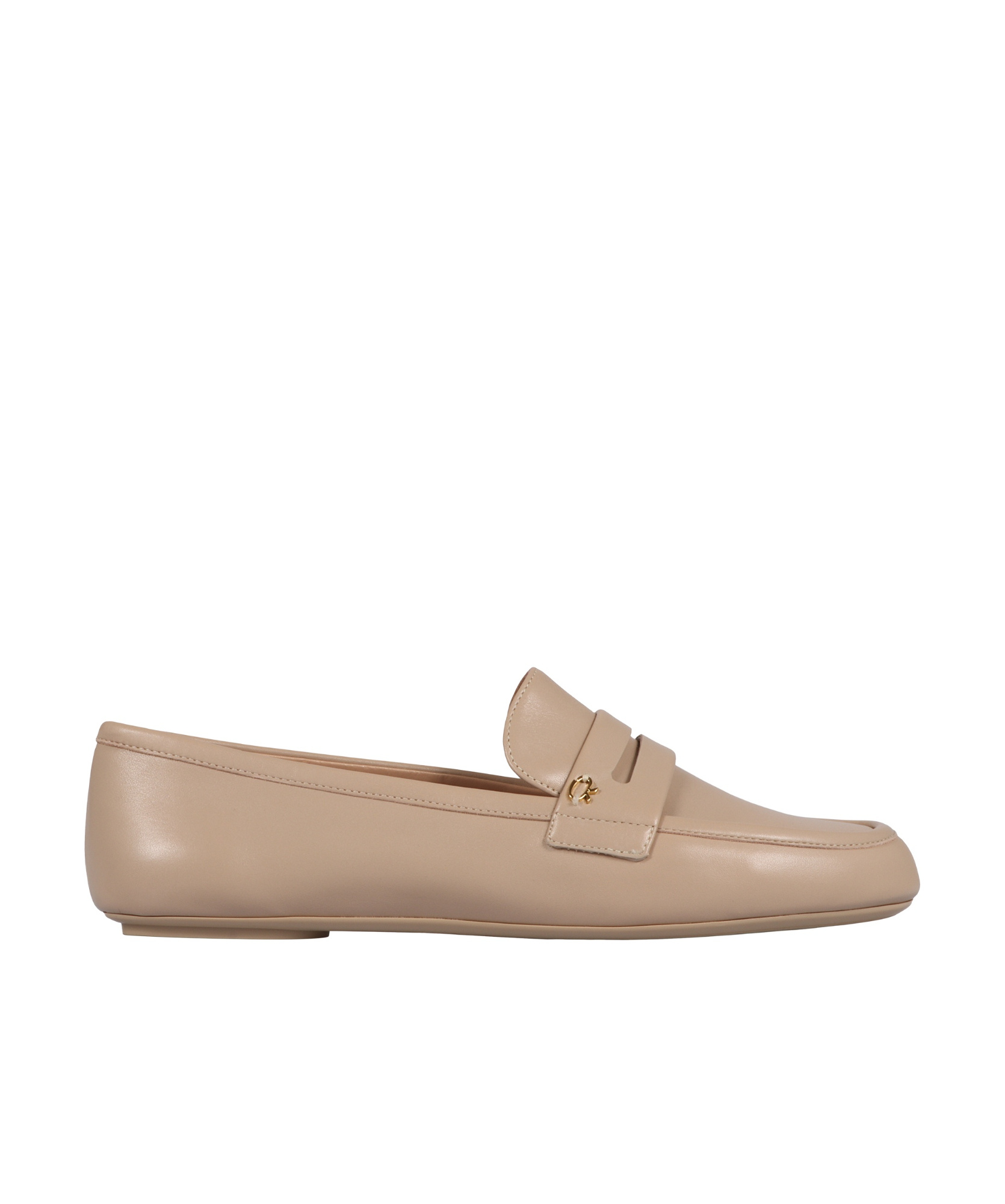Gianvito Rossi Round Head Loafer Shoes In Nude
