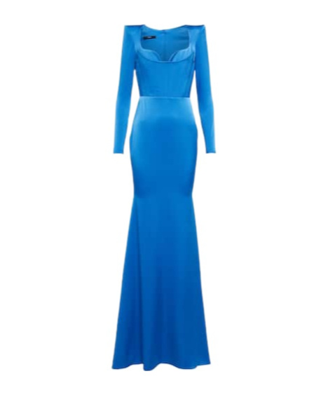 Alex Perry Crepe Long-sleeved Dress In Blue