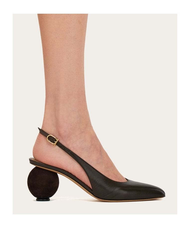 Ferragamo Spherical Heel Slingback Pump In Black
