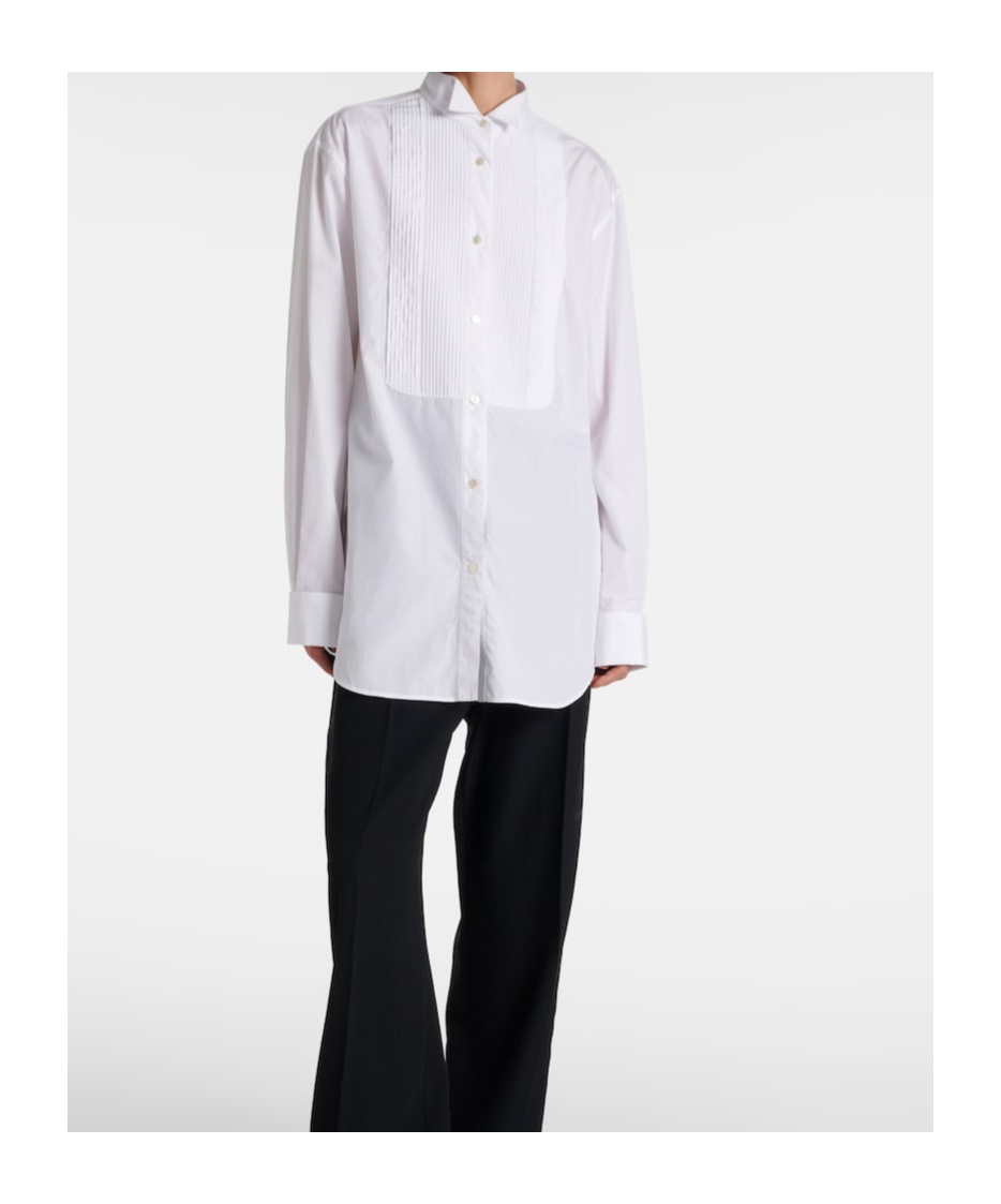 The Row Erelia Tuxedo Cotton Poplin Shirt In White