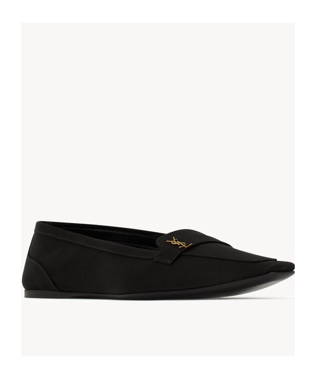 Saint Laurent Poppy Satin Ballets In Black
