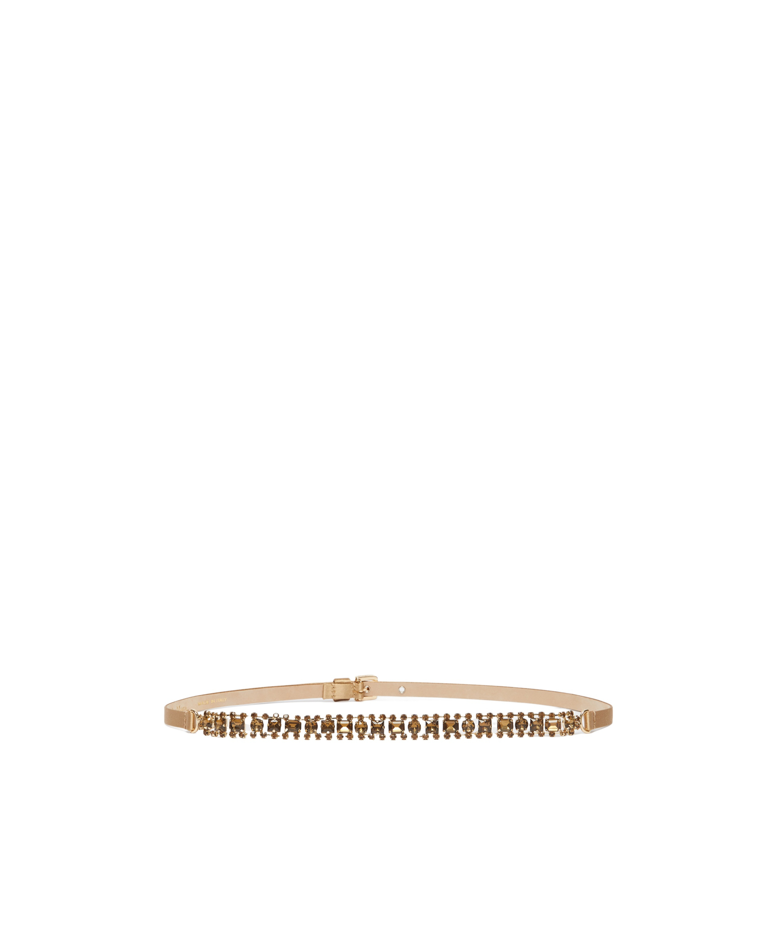 Max Mara Giora Crystal Embellished Satin Belt In Bronze