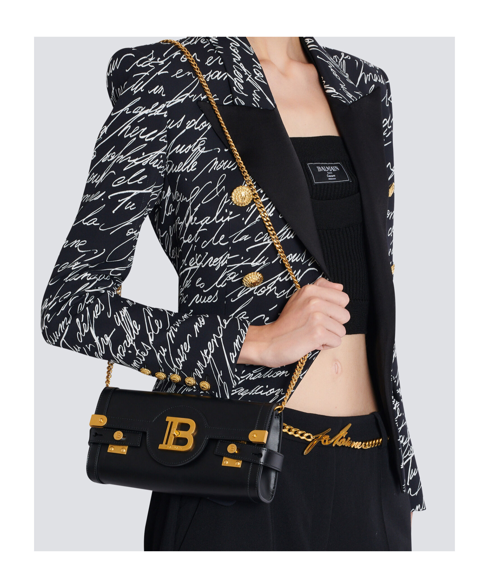 Balmain B-buzz Pouch 23 Leather Clutch In Black