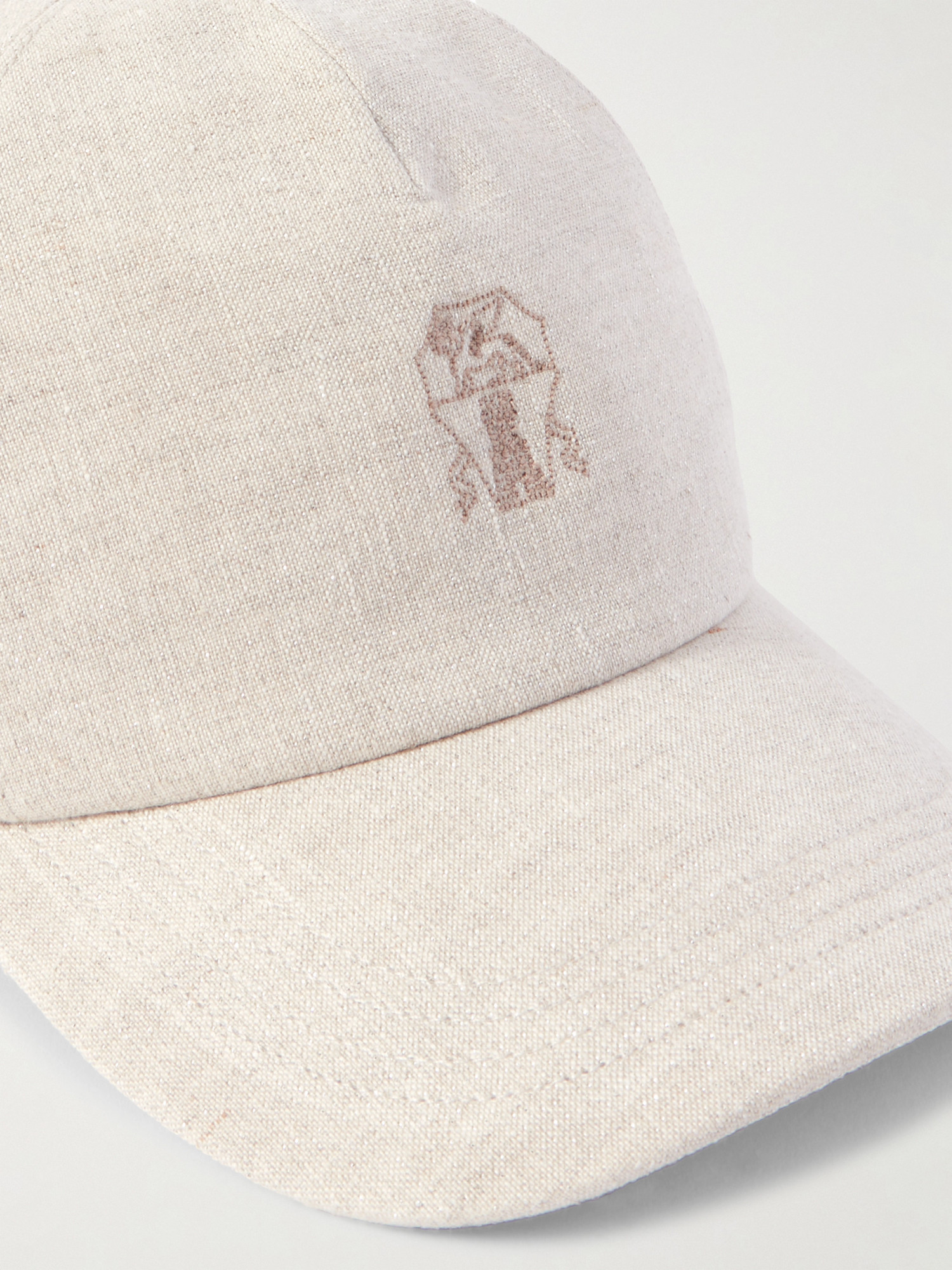 Brunello Cucinelli Beige Sparkling Canvas Baseball Cap In Multicolor