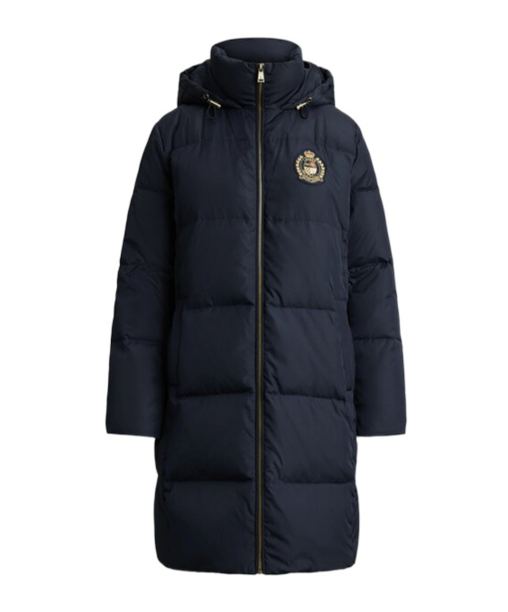 Ralph Lauren Long Down Jacket In Blue