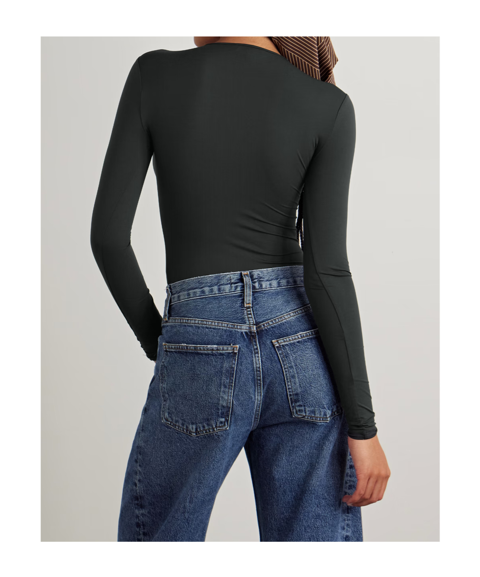 Agolde Stretch Thong Bodysuit In Black