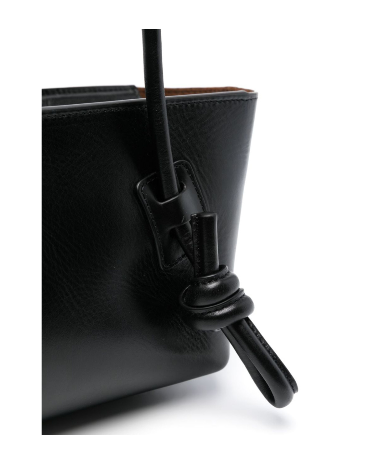 Hereu Fleca Elongated Rectangular Knot Leather Shoulder Bag In Black